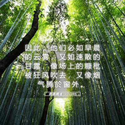Picture 05 - 何 西 阿 书 13:3 CUVS - 因 此 ， 他 们 必 如 早 晨 的 云 雾 - Bible Verse Picture