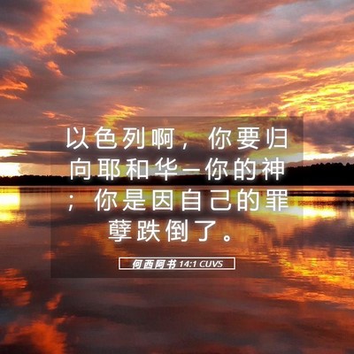 Picture 05 - 何 西 阿 书 14:1 CUVS - 以 色 列 啊 ， 你 要 归 向 耶 和 华 - Bible Verse Picture