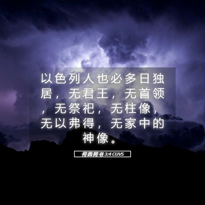 Picture 05 - 何 西 阿 书 3:4 CUVS - 以 色 列 人 也 必 多 日 独 居 ， 无 - Bible Verse Picture