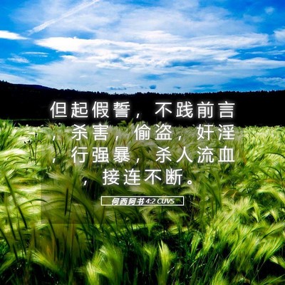 Picture 05 - 何 西 阿 书 4:2 CUVS - 但 起 假 誓 ， 不 践 前 言 ， 杀 害 - Bible Verse Picture