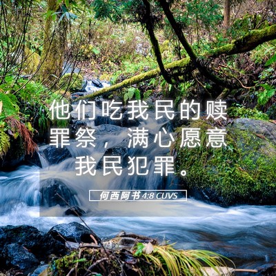 Picture 05 - 何 西 阿 书 4:8 CUVS - 他 们 吃 我 民 的 赎 罪 祭 ， 满 心 - Bible Verse Picture