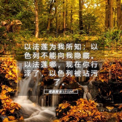 Picture 05 - 何 西 阿 书 5:3 CUVS - 以 法 莲 为 我 所 知 ； 以 色 列 不 - Bible Verse Picture