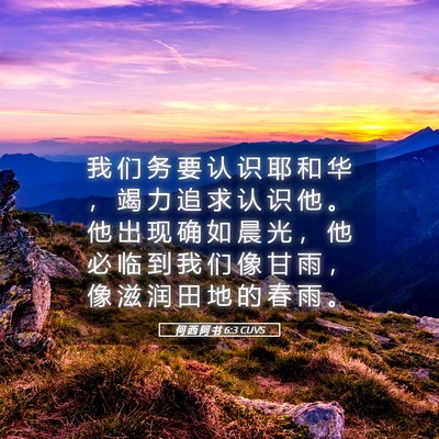 Picture 05 - 何 西 阿 书 6:3 CUVS - 我 们 务 要 认 识 耶 和 华 ， 竭 力 - Bible Verse Picture