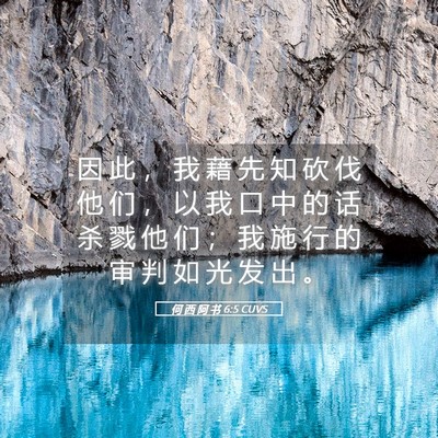 Picture 05 - 何 西 阿 书 6:5 CUVS - 因 此 ， 我 藉 先 知 砍 伐 他 们 ， - Bible Verse Picture