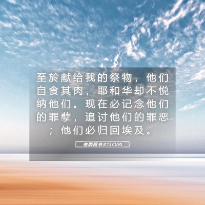 Picture 05 - 何 西 阿 书 8:13 CUVS - 至 於 献 给 我 的 祭 物 ， 他 们 自 - Bible Verse Picture