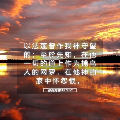 Picture 05 - 何 西 阿 书 9:8 CUVS - 以 法 莲 曾 作 我 神 守 望 的 ； 至 - Bible Verse Picture