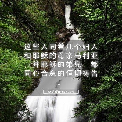 Picture 05 - 使 徒 行 传 1:14 CUVS - 这 些 人 同 着 几 个 妇 人 和 耶 稣 - Bible Verse Picture
