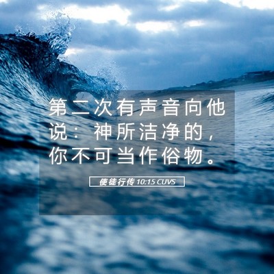 Picture 05 - 使 徒 行 传 10:15 CUVS - 第 二 次 有 声 音 向 他 说 ： 神 所 - Bible Verse Picture