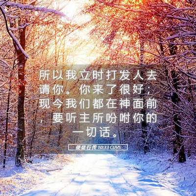 Picture 05 - 使 徒 行 传 10:33 CUVS - 所 以 我 立 时 打 发 人 去 请 你 。 - Bible Verse Picture