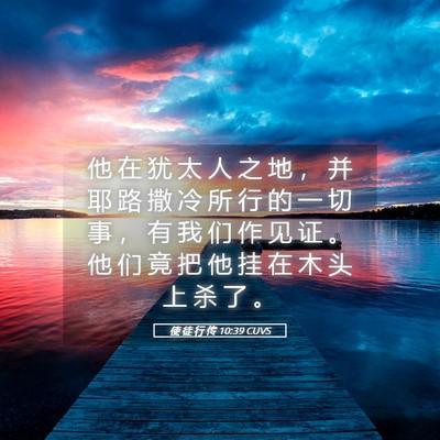 Picture 05 - 使 徒 行 传 10:39 CUVS - 他 在 犹 太 人 之 地 ， 并 耶 路 撒 - Bible Verse Picture