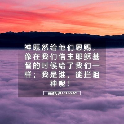 Picture 05 - 使 徒 行 传 11:17 CUVS - 神 既 然 给 他 们 恩 赐 ， 像 在 我 - Bible Verse Picture