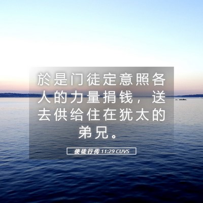 Picture 05 - 使 徒 行 传 11:29 CUVS - 於 是 门 徒 定 意 照 各 人 的 力 量 - Bible Verse Picture
