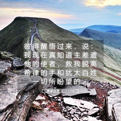 Picture 05 - 使 徒 行 传 12:11 CUVS - 彼 得 醒 悟 过 来 ， 说 ： 我 现 在 - Bible Verse Picture