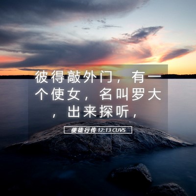 Picture 05 - 使 徒 行 传 12:13 CUVS - 彼 得 敲 外 门 ， 有 一 个 使 女 ， - Bible Verse Picture