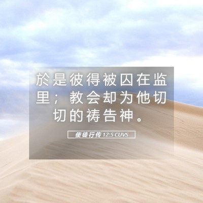 Picture 05 - 使 徒 行 传 12:5 CUVS - 於 是 彼 得 被 囚 在 监 里 ； 教 会 - Bible Verse Picture