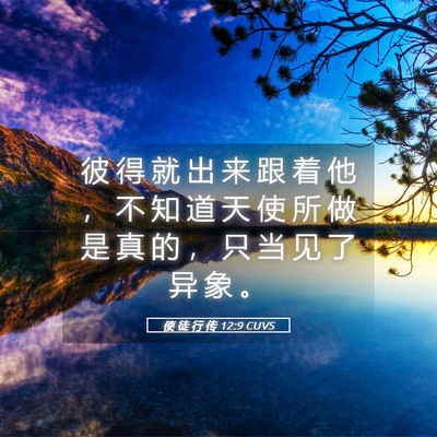 Picture 05 - 使 徒 行 传 12:9 CUVS - 彼 得 就 出 来 跟 着 他 ， 不 知 道 - Bible Verse Picture
