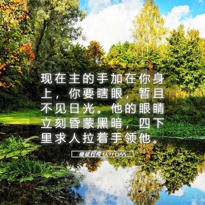 Picture 05 - 使 徒 行 传 13:11 CUVS - 现 在 主 的 手 加 在 你 身 上 ， 你 - Bible Verse Picture