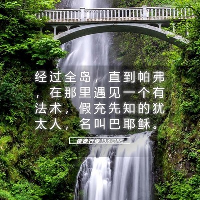 Picture 05 - 使 徒 行 传 13:6 CUVS - 经 过 全 岛 ， 直 到 帕 弗 ， 在 那 - Bible Verse Picture