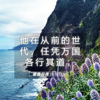 Picture 05 - 使 徒 行 传 14:16 CUVS - 他 在 从 前 的 世 代 ， 任 凭 万 国 - Bible Verse Picture
