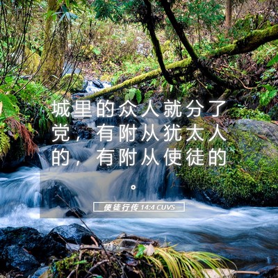 Picture 05 - 使 徒 行 传 14:4 CUVS - 城 里 的 众 人 就 分 了 党 ， 有 附 - Bible Verse Picture