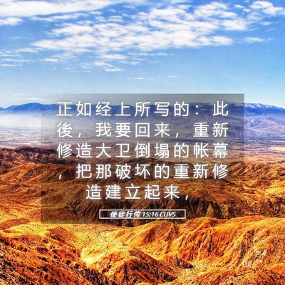 Picture 05 - 使 徒 行 传 15:16 CUVS - 正 如 经 上 所 写 的 ： 此 後 ， 我 - Bible Verse Picture