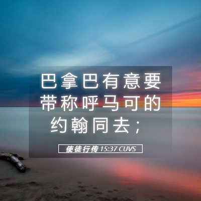 Picture 05 - 使 徒 行 传 15:37 CUVS - 巴 拿 巴 有 意 要 带 称 呼 马 可 的 - Bible Verse Picture