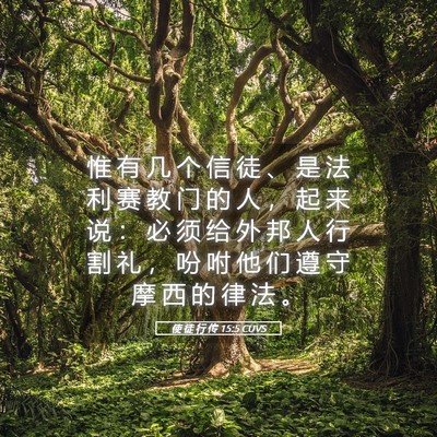 Picture 05 - 使 徒 行 传 15:5 CUVS - 惟 有 几 个 信 徒 、 是 法 利 赛 教 - Bible Verse Picture