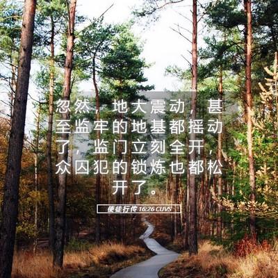 Picture 05 - 使 徒 行 传 16:26 CUVS - 忽 然 ， 地 大 震 动 ， 甚 至 监 牢 - Bible Verse Picture