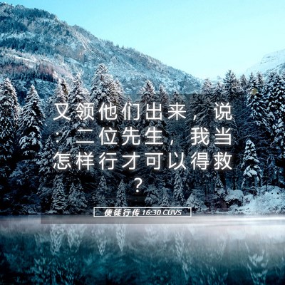 Picture 05 - 使 徒 行 传 16:30 CUVS - 又 领 他 们 出 来 ， 说 ： 二 位 先 - Bible Verse Picture