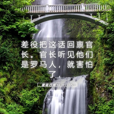 Picture 05 - 使 徒 行 传 16:38 CUVS - 差 役 把 这 话 回 禀 官 长 。 官 长 - Bible Verse Picture
