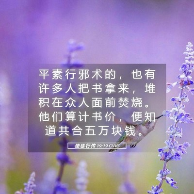 Picture 05 - 使 徒 行 传 19:19 CUVS - 平 素 行 邪 术 的 ， 也 有 许 多 人 - Bible Verse Picture
