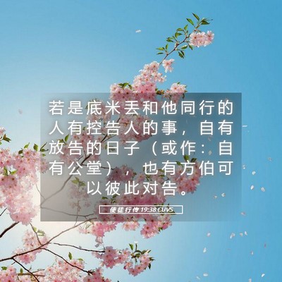 Picture 05 - 使 徒 行 传 19:38 CUVS - 若 是 底 米 丢 和 他 同 行 的 人 有 - Bible Verse Picture