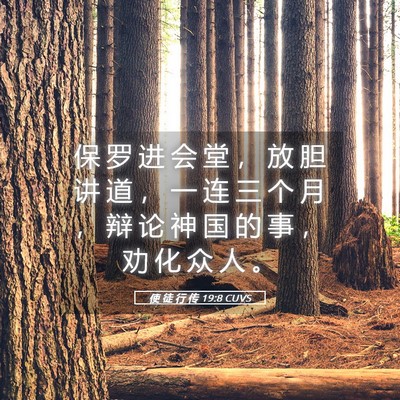 Picture 05 - 使 徒 行 传 19:8 CUVS - 保 罗 进 会 堂 ， 放 胆 讲 道 ， 一 - Bible Verse Picture