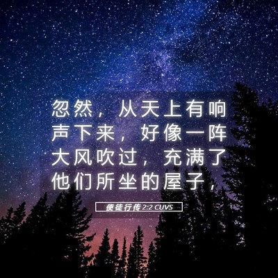Picture 05 - 使 徒 行 传 2:2 CUVS - 忽 然 ， 从 天 上 有 响 声 下 来 ， - Bible Verse Picture