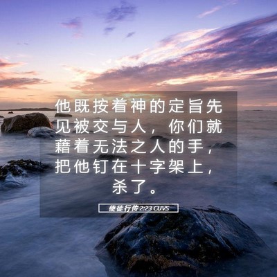 Picture 05 - 使 徒 行 传 2:23 CUVS - 他 既 按 着 神 的 定 旨 先 见 被 交 - Bible Verse Picture