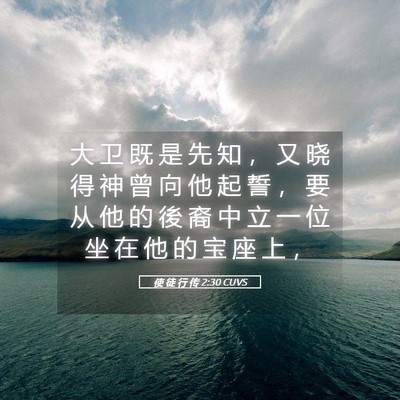 Picture 05 - 使 徒 行 传 2:30 CUVS - 大 卫 既 是 先 知 ， 又 晓 得 神 曾 - Bible Verse Picture