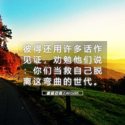 Picture 05 - 使 徒 行 传 2:40 CUVS - 彼 得 还 用 许 多 话 作 见 证 ， 劝 - Bible Verse Picture