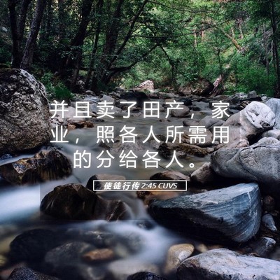 Picture 05 - 使 徒 行 传 2:45 CUVS - 并 且 卖 了 田 产 ， 家 业 ， 照 各 - Bible Verse Picture
