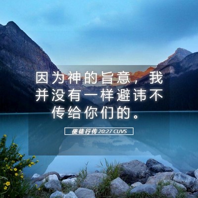 Picture 05 - 使 徒 行 传 20:27 CUVS - 因 为 神 的 旨 意 ， 我 并 没 有 一 - Bible Verse Picture