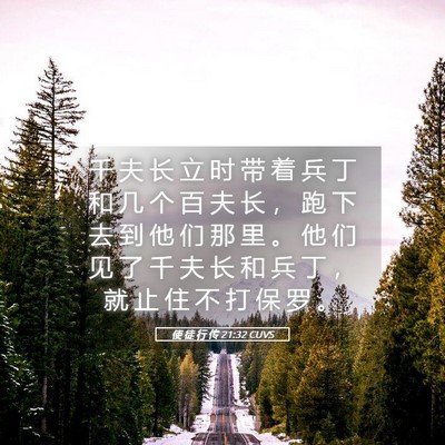 Picture 05 - 使 徒 行 传 21:32 CUVS - 千 夫 长 立 时 带 着 兵 丁 和 几 个 - Bible Verse Picture