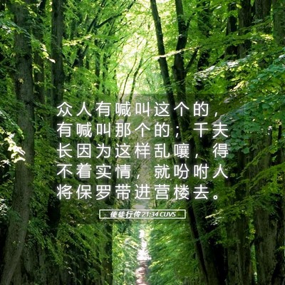 Picture 05 - 使 徒 行 传 21:34 CUVS - 众 人 有 喊 叫 这 个 的 ， 有 喊 叫 - Bible Verse Picture