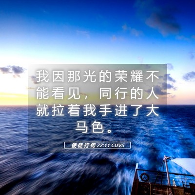 Picture 05 - 使 徒 行 传 22:11 CUVS - 我 因 那 光 的 荣 耀 不 能 看 见 ， - Bible Verse Picture