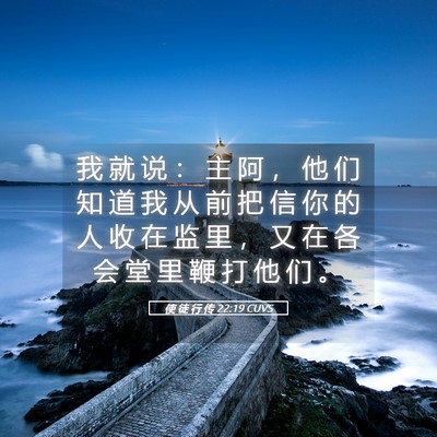 Picture 05 - 使 徒 行 传 22:19 CUVS - 我 就 说 ： 主 阿 ， 他 们 知 道 我 - Bible Verse Picture