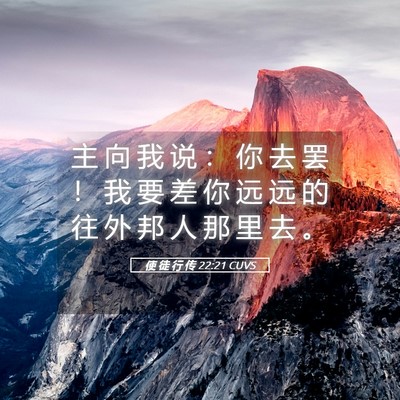 Picture 05 - 使 徒 行 传 22:21 CUVS - 主 向 我 说 ： 你 去 罢 ！ 我 要 差 - Bible Verse Picture