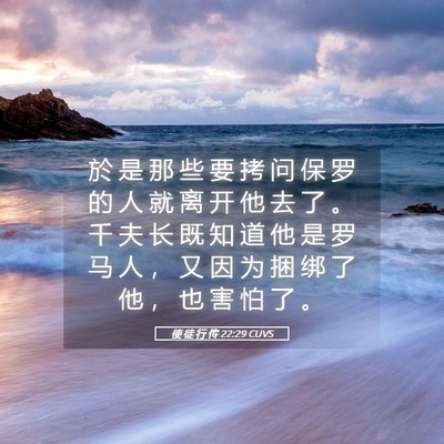 Picture 05 - 使 徒 行 传 22:29 CUVS - 於 是 那 些 要 拷 问 保 罗 的 人 就 - Bible Verse Picture