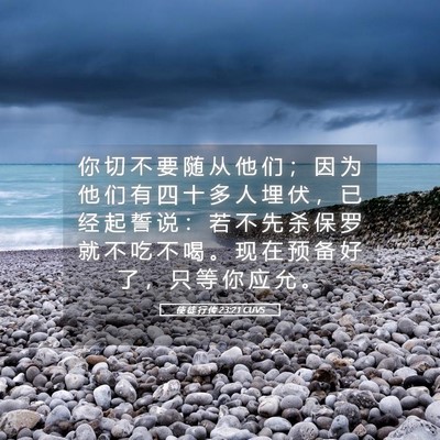 Picture 05 - 使 徒 行 传 23:21 CUVS - 你 切 不 要 随 从 他 们 ； 因 为 他 - Bible Verse Picture