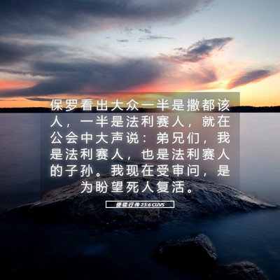 Picture 05 - 使 徒 行 传 23:6 CUVS - 保 罗 看 出 大 众 一 半 是 撒 都 该 - Bible Verse Picture