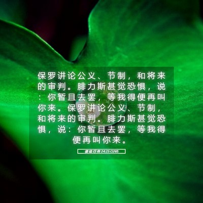 Picture 05 - 使 徒 行 传 24:25 CUVS - 保 罗 讲 论 公 义 、 节 制 ， 和 将 - Bible Verse Picture