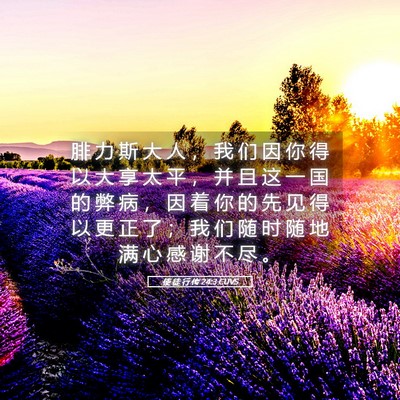 Picture 05 - 使 徒 行 传 24:3 CUVS - 腓 力 斯 大 人 ， 我 们 因 你 得 以 - Bible Verse Picture