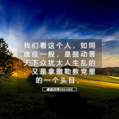 Picture 05 - 使 徒 行 传 24:5 CUVS - 我 们 看 这 个 人 ， 如 同 瘟 疫 一 - Bible Verse Picture